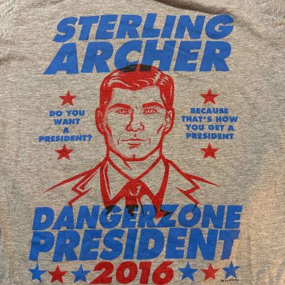 Sterling Archer Dangerzone President 2016 FX Cartoon graphic Gildan Ladies XL - Picture 1 of 9